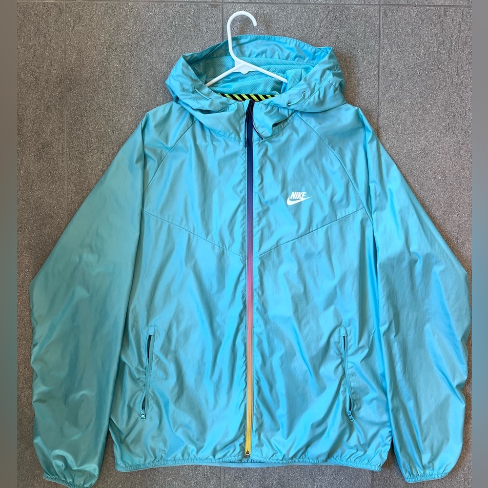 Nike windbreaker teal with rainbow zipper